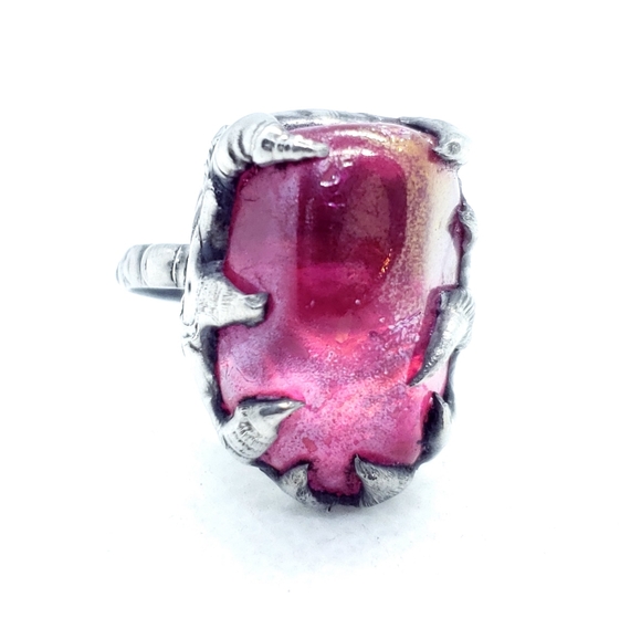 Pink aura quartz crystal ring statement ring - Picture 3 of 12